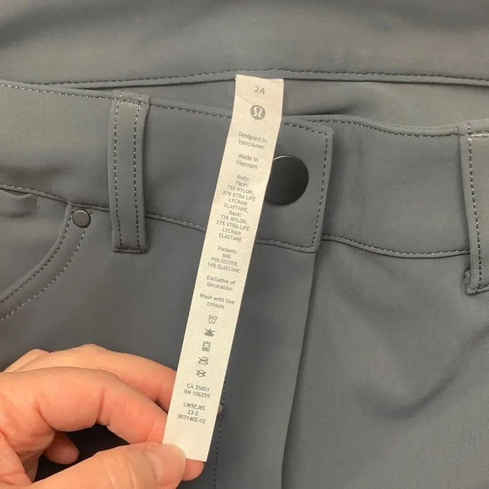 Lululemon size 24 new City Sleek Slim-Fit High-Rise Pant gray riding athletic
